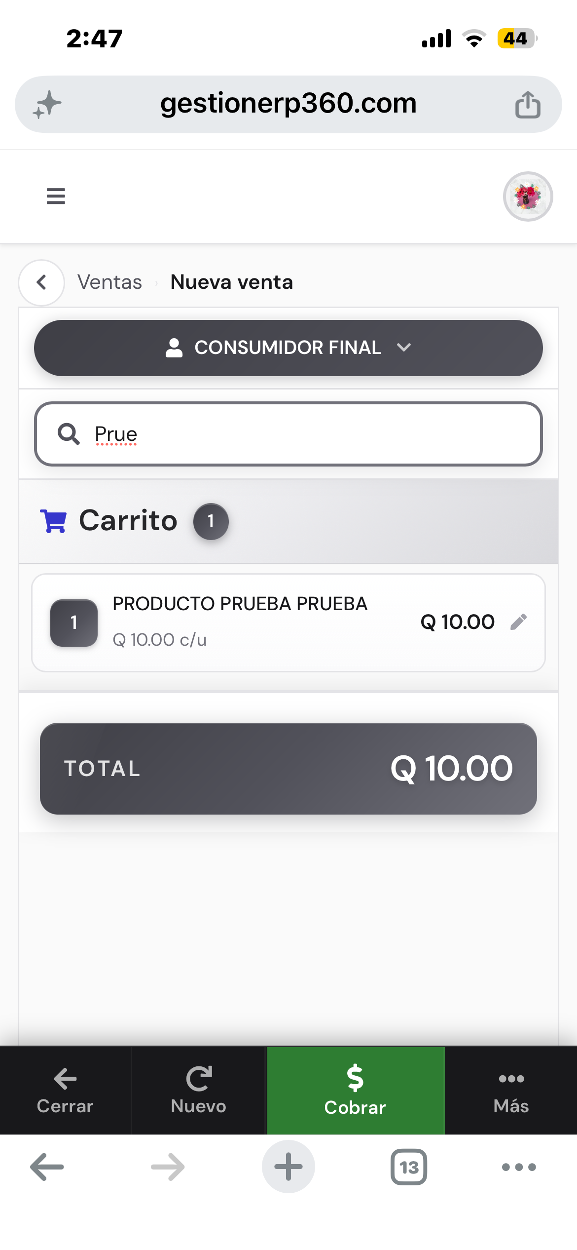 App ERP360 Micro en celular