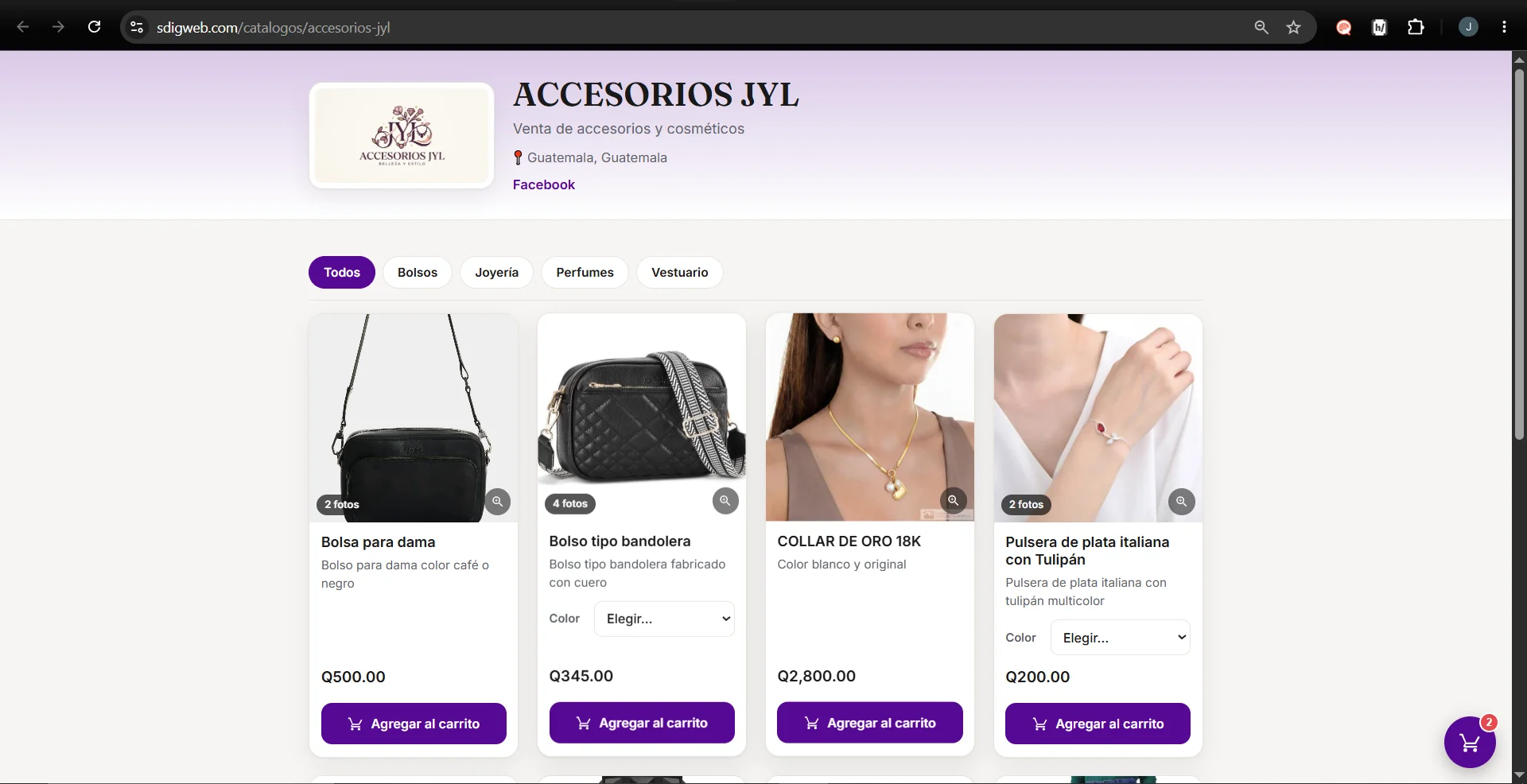 Ejemplo de catálogo digital para tienda de productos