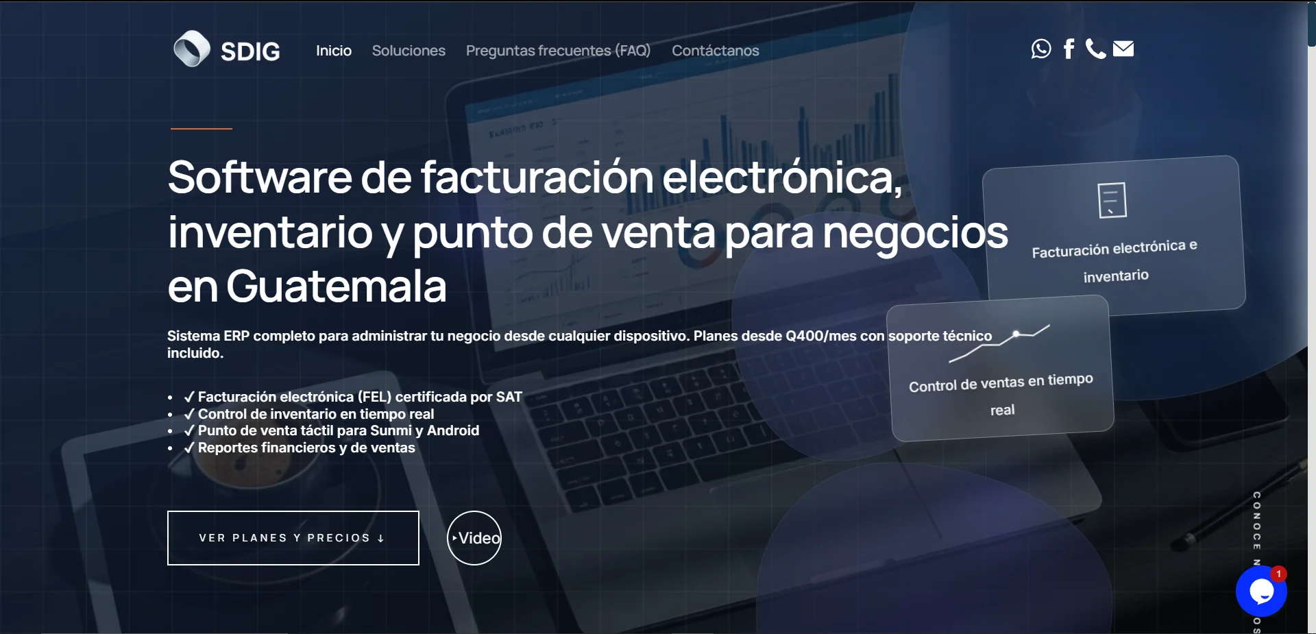 Sitio web de SDIG, software de gestión en Guatemala